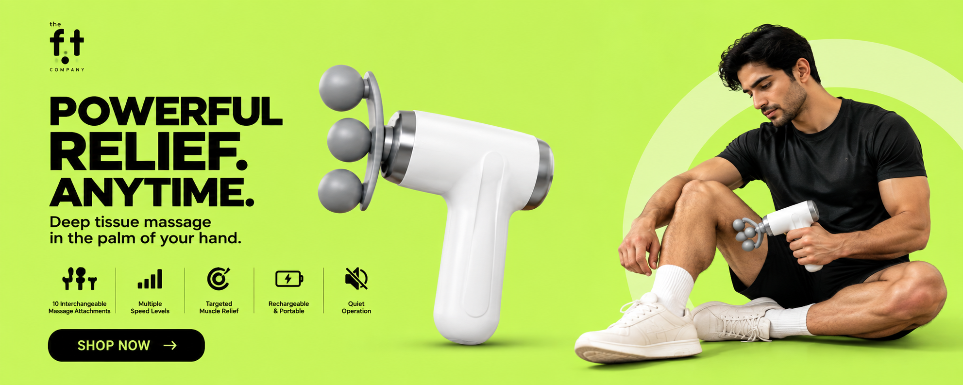 Powerful relief, anytime. Deep tissue massage in the palm of your hand.